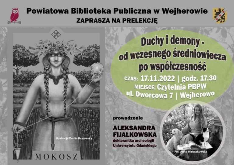 Plakat prelekcji „Duchy i demony – od wczesnego średniowiecza po współczesność” w Wejherowie