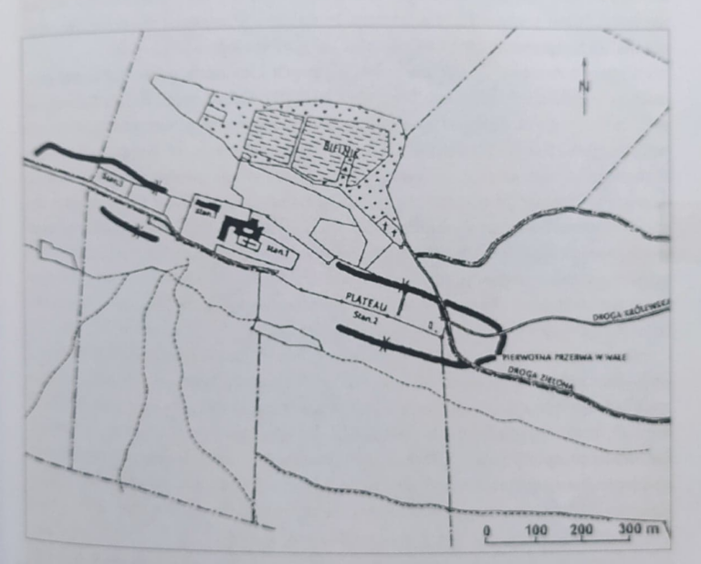 Plan wałów i stanowiska archeologicznego na Łysej Górze